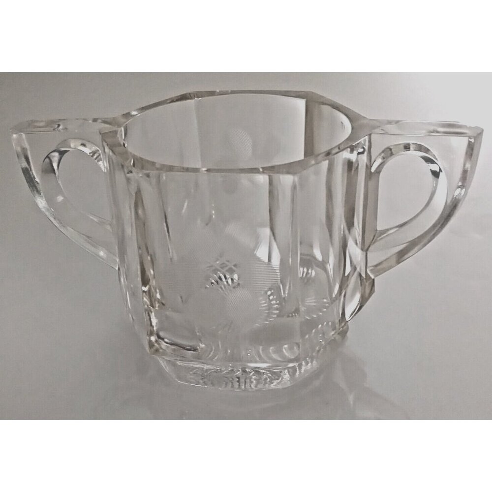 Vintage Glass Crystal ? Sugar Candy Nut Condiment Dish Bowl Double Handle